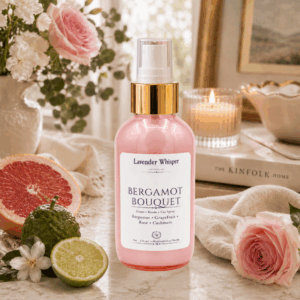 Bergamot Bouquet Linen Room and Car Spray with bergamot, grapefruit, rose and cashmere